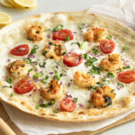 Flammkuchen mit Garnelen