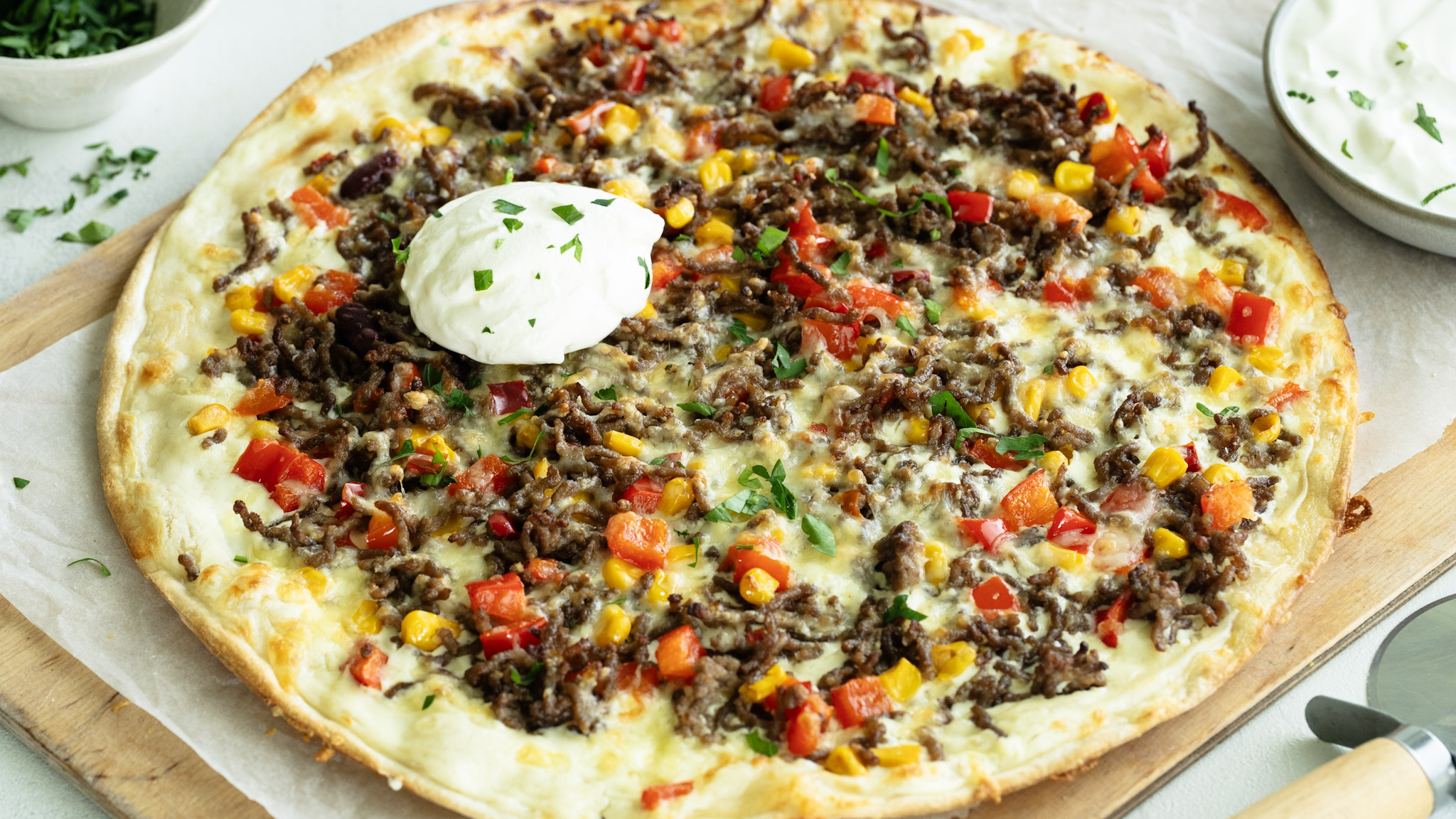 Flammkuchen mit Hackfleisch