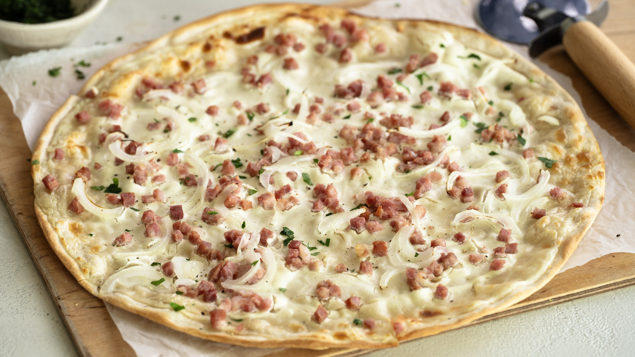 Flammkuchen mit Zwiebel