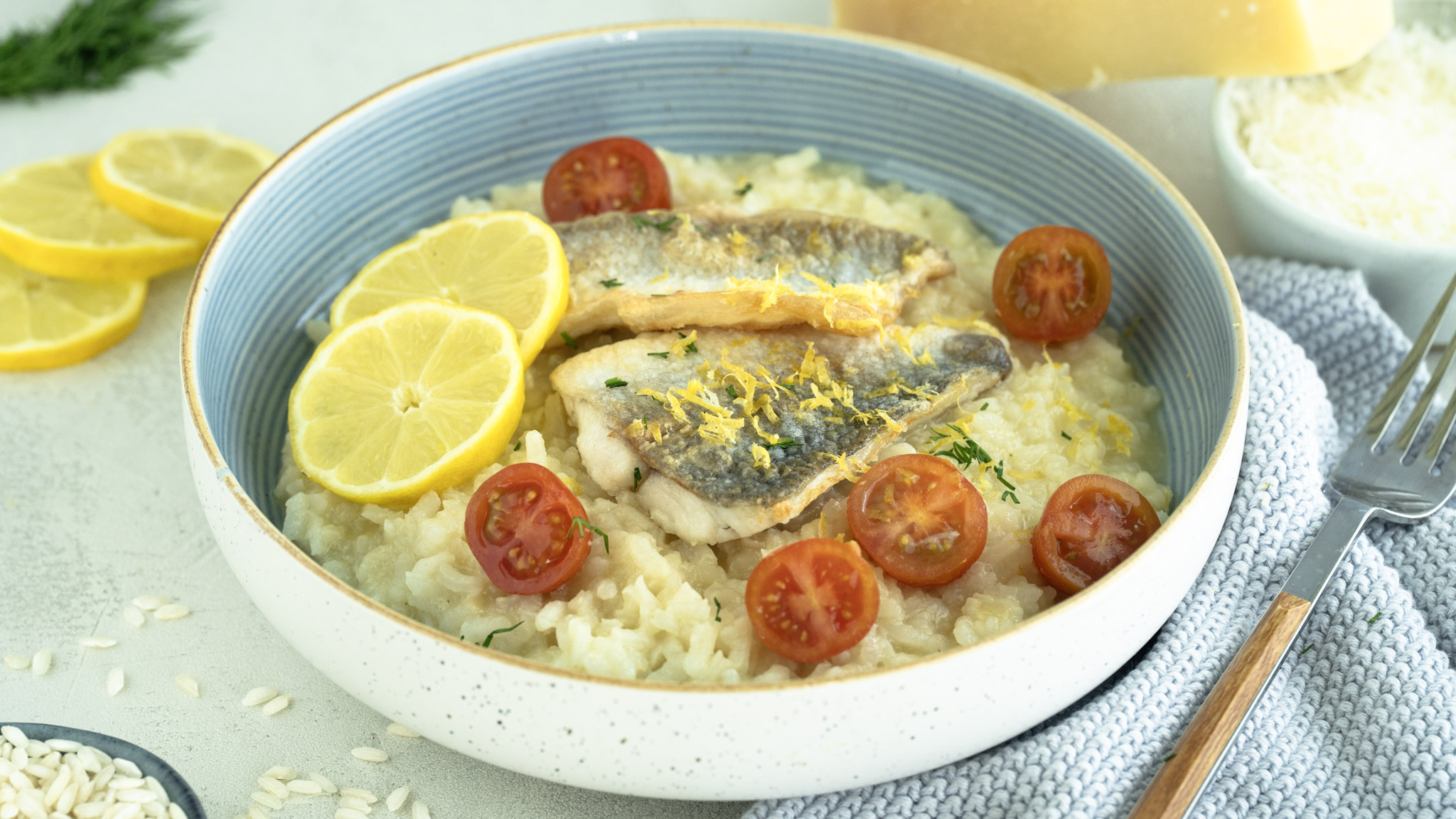 Risotto mit Fisch und Zitrone