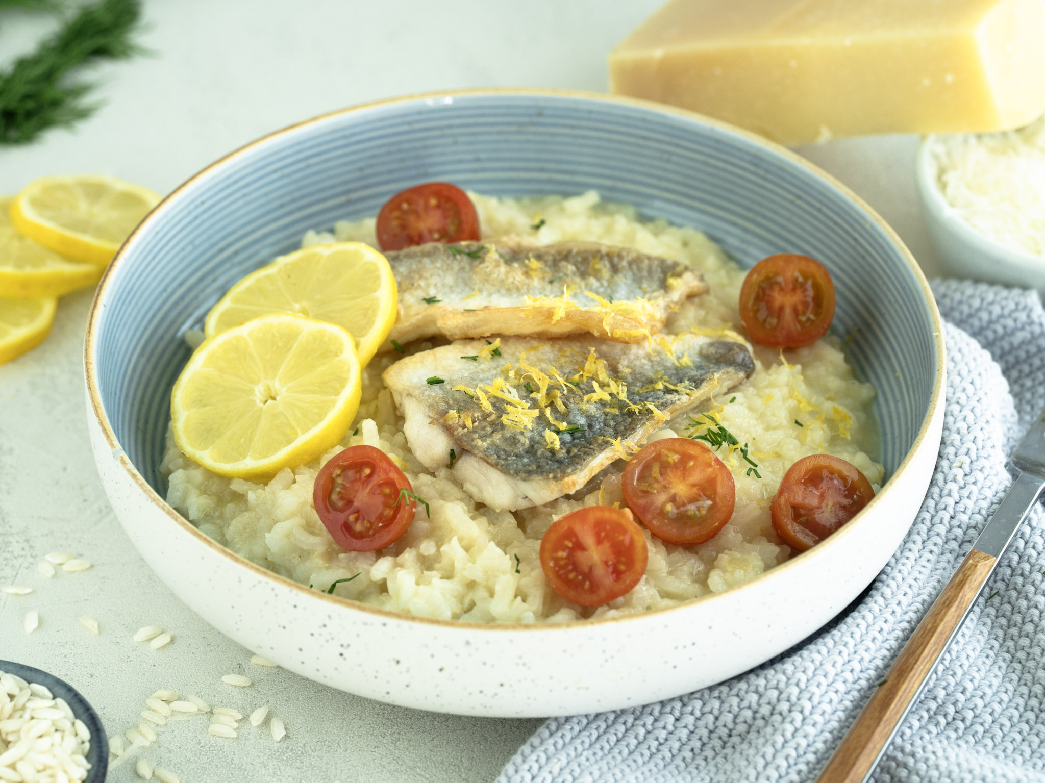 Risotto mit Fisch und Zitrone